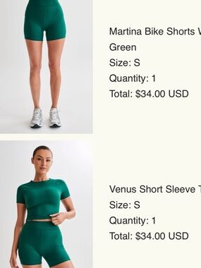 Meshki Green Martina Bike Shorts and Venus Short Sleeve Set